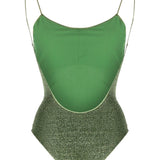 Costume da bagno con spalline sottili in verde Oséree - donna 