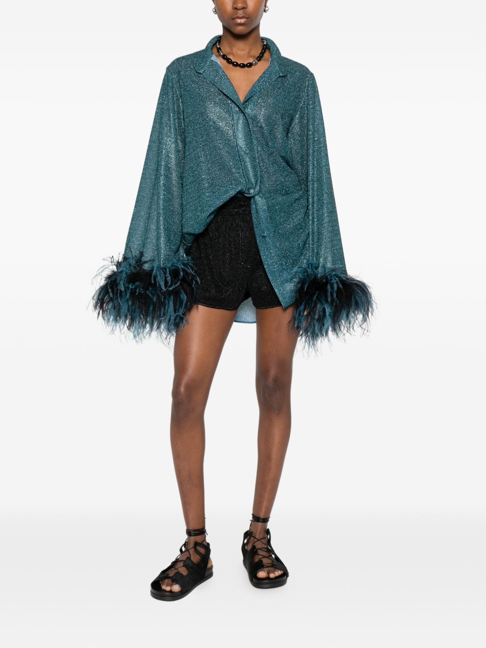 Shorts lamé in nero Oséree - donna 