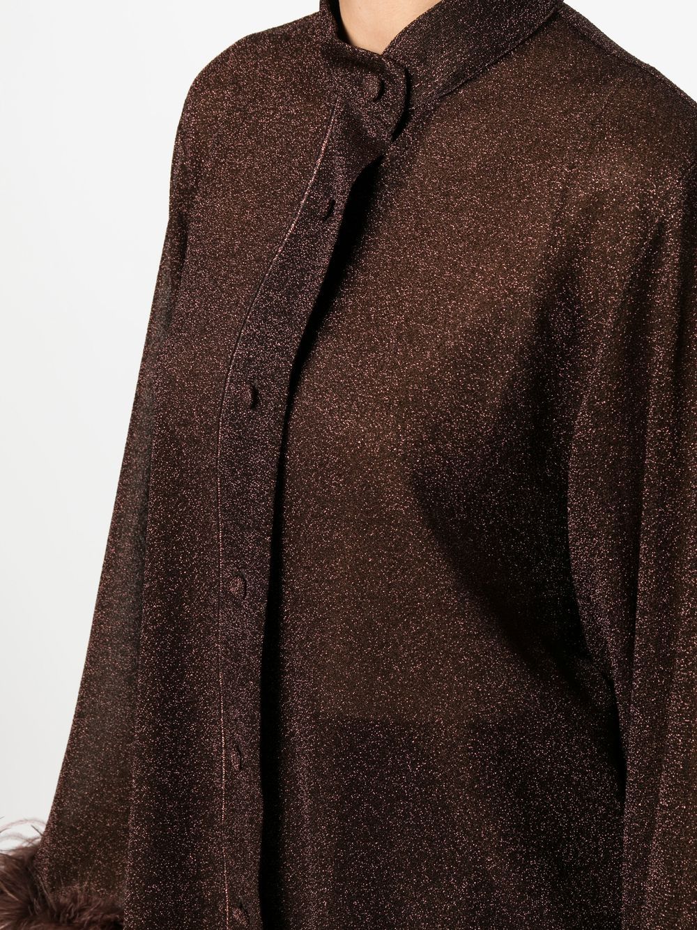 Blusa con bordo di piume in marrone Oséree - donna 