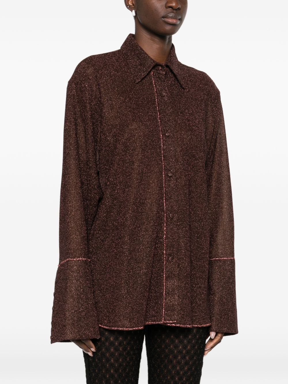 Camicia Lumiere con lurex in marrone Oséree - donna 