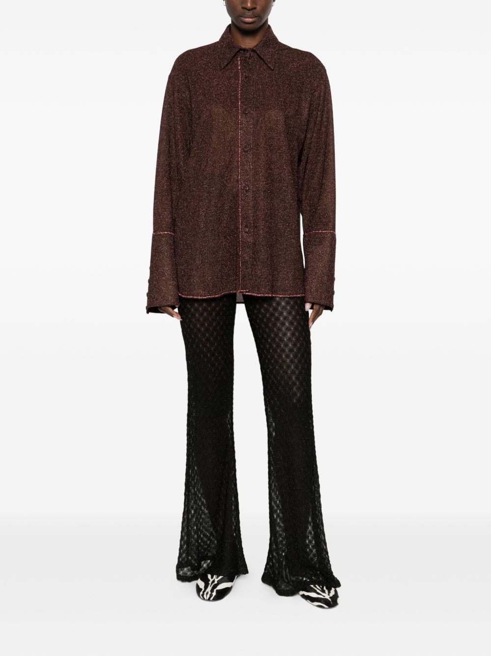 Camicia Lumiere con lurex in marrone Oséree - donna 