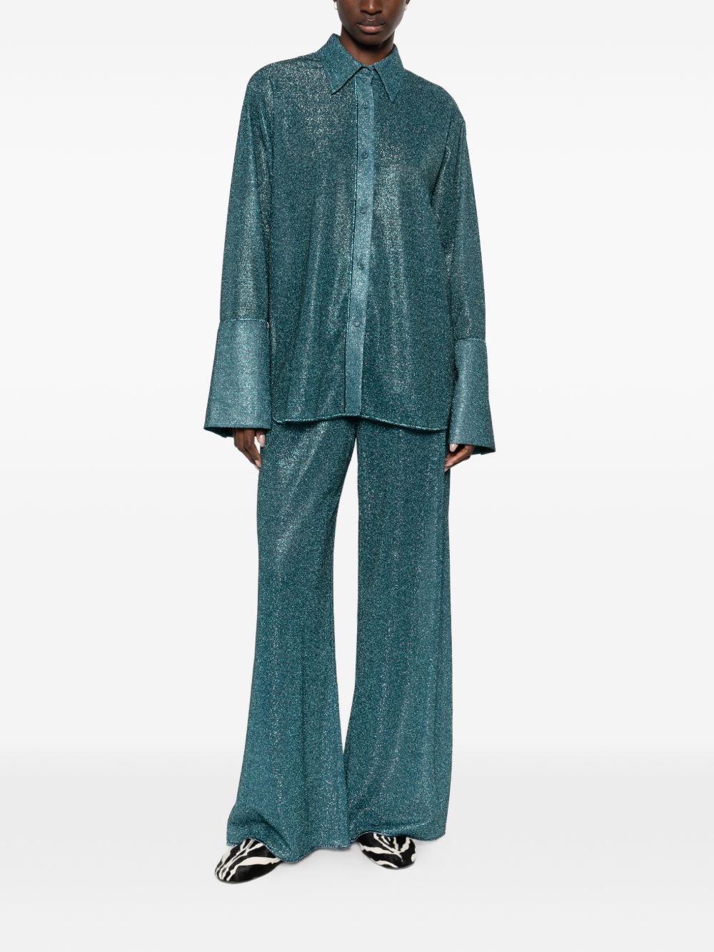 Camicia Lumiere con lurex in blu Oséree - donna 