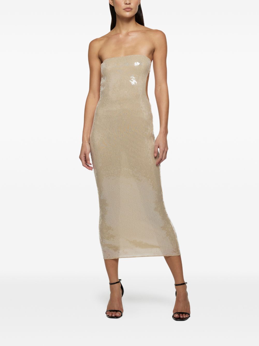 Abito marylin con paillettes in beige Oséree - donna 