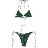 Bikini Marylin con paillettes in verde Oséree - donna 