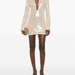Abito marylin con paillettes in beige Oséree - donna 