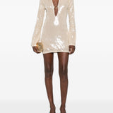 Abito marylin con paillettes in beige Oséree - donna 