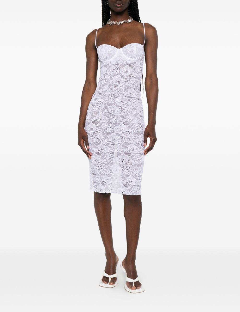 Abito in pizzo con ferretto in bianco Oséree - donna 