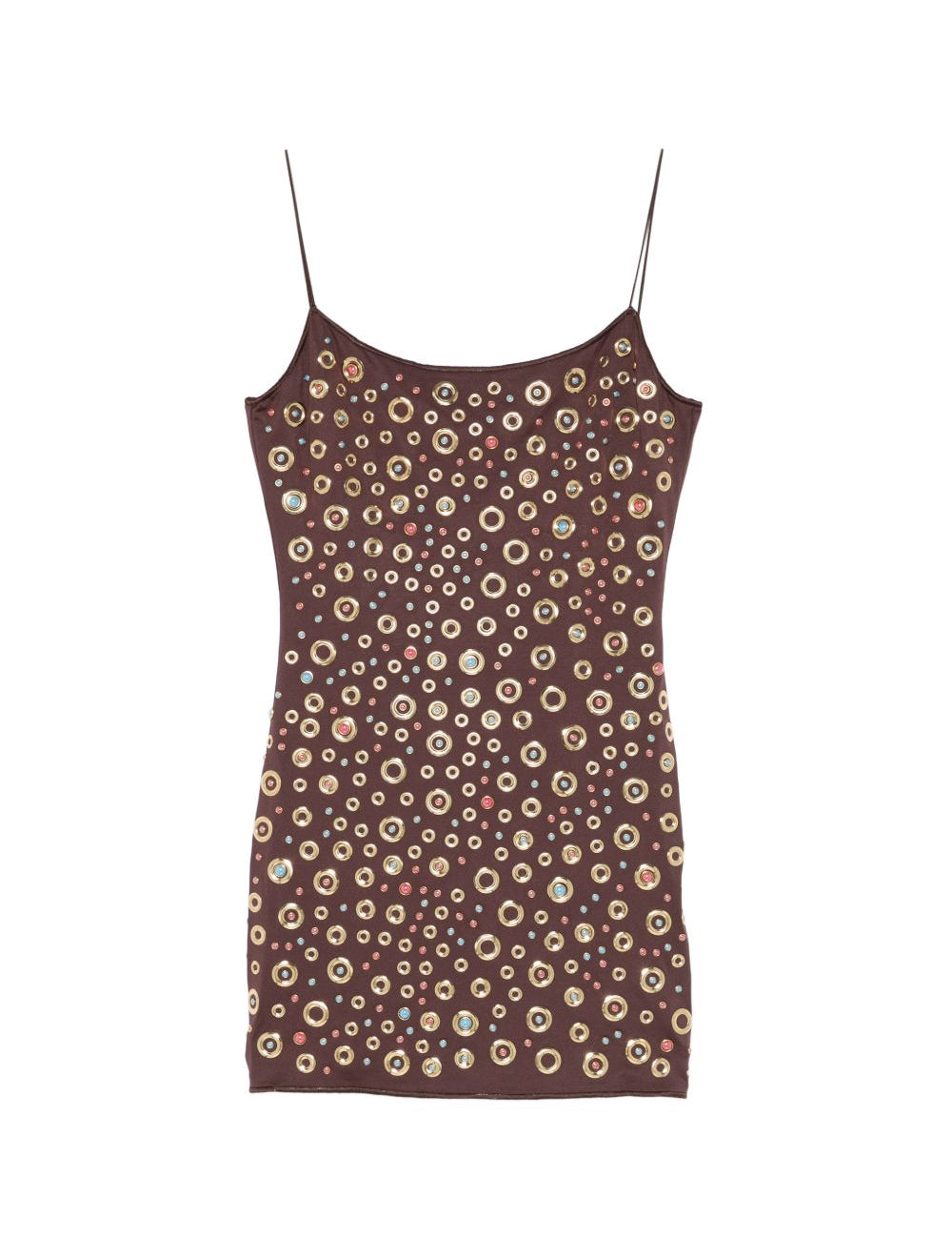 Mini abito con borchie in marrone Oséree - donna 