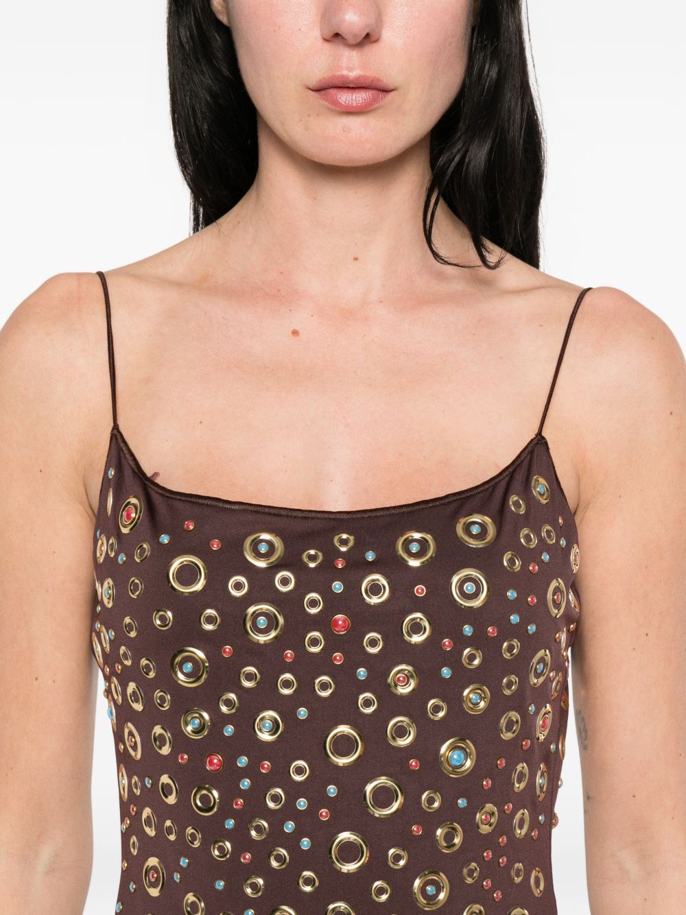 Mini abito con borchie in marrone Oséree - donna 