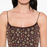 Mini abito con borchie in marrone Oséree - donna 