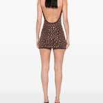 Mini abito con borchie in marrone Oséree - donna 
