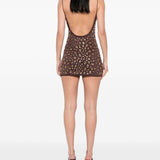 Mini abito con borchie in marrone Oséree - donna 
