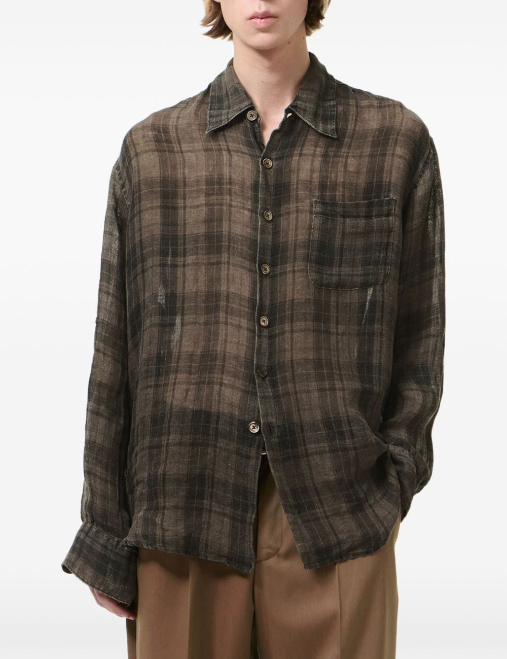 Camicia Above a quadri in marrone Our Legacy  - uomo 