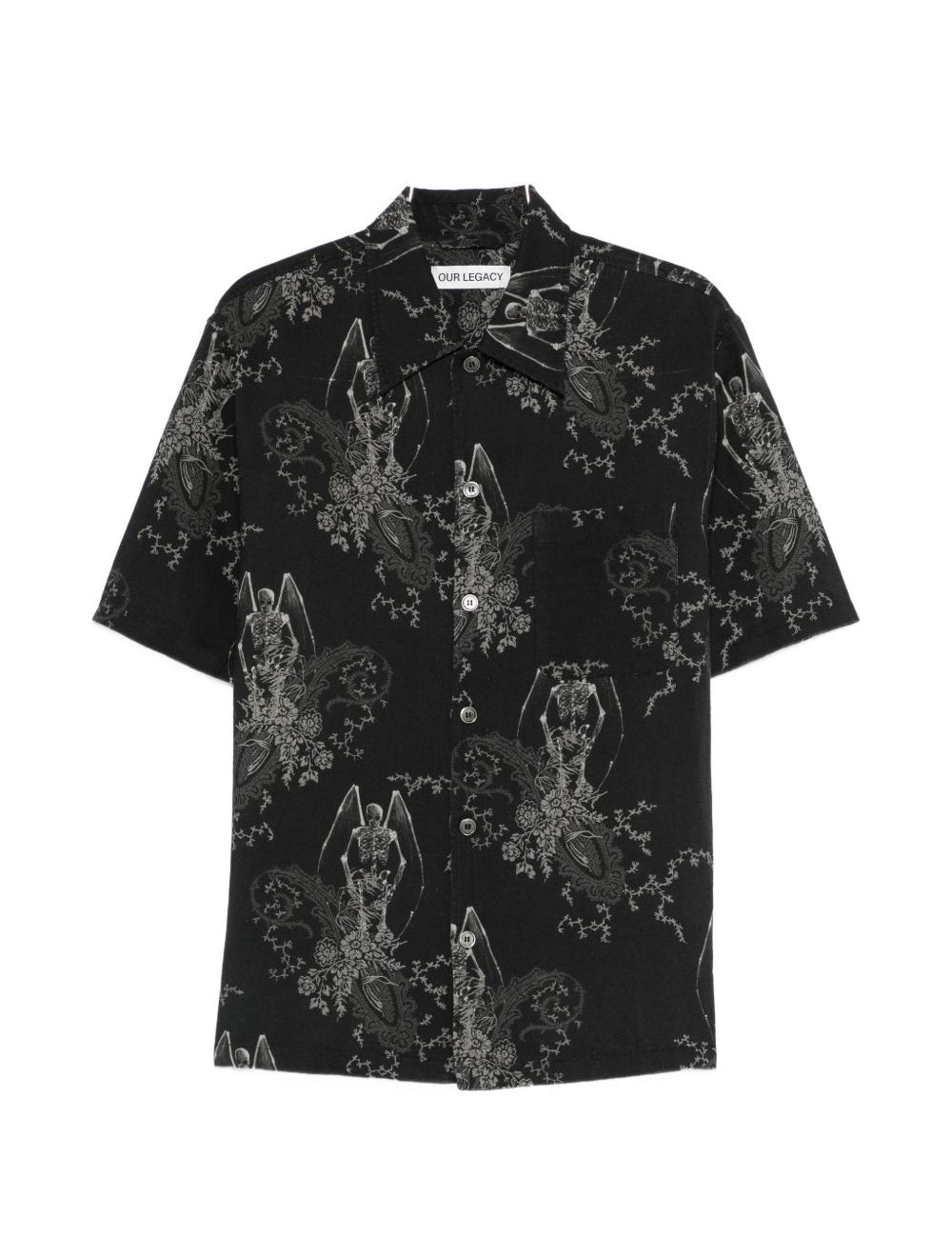Camicia a maniche corte con fantasia in nero Our legacy - uomo 