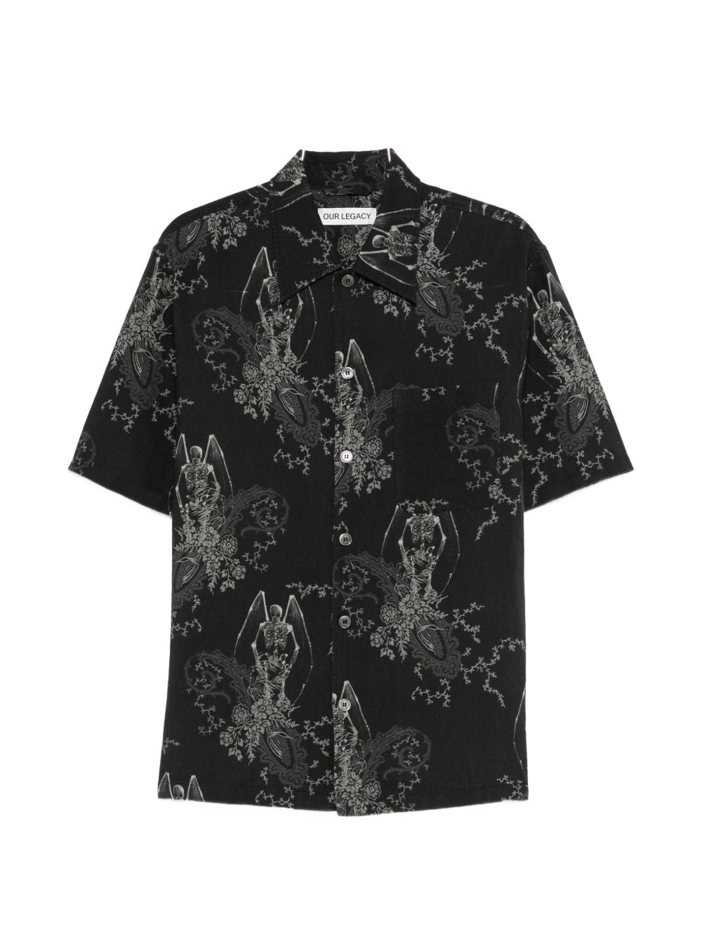 Camicia a maniche corte con fantasia in nero Our legacy - uomo 