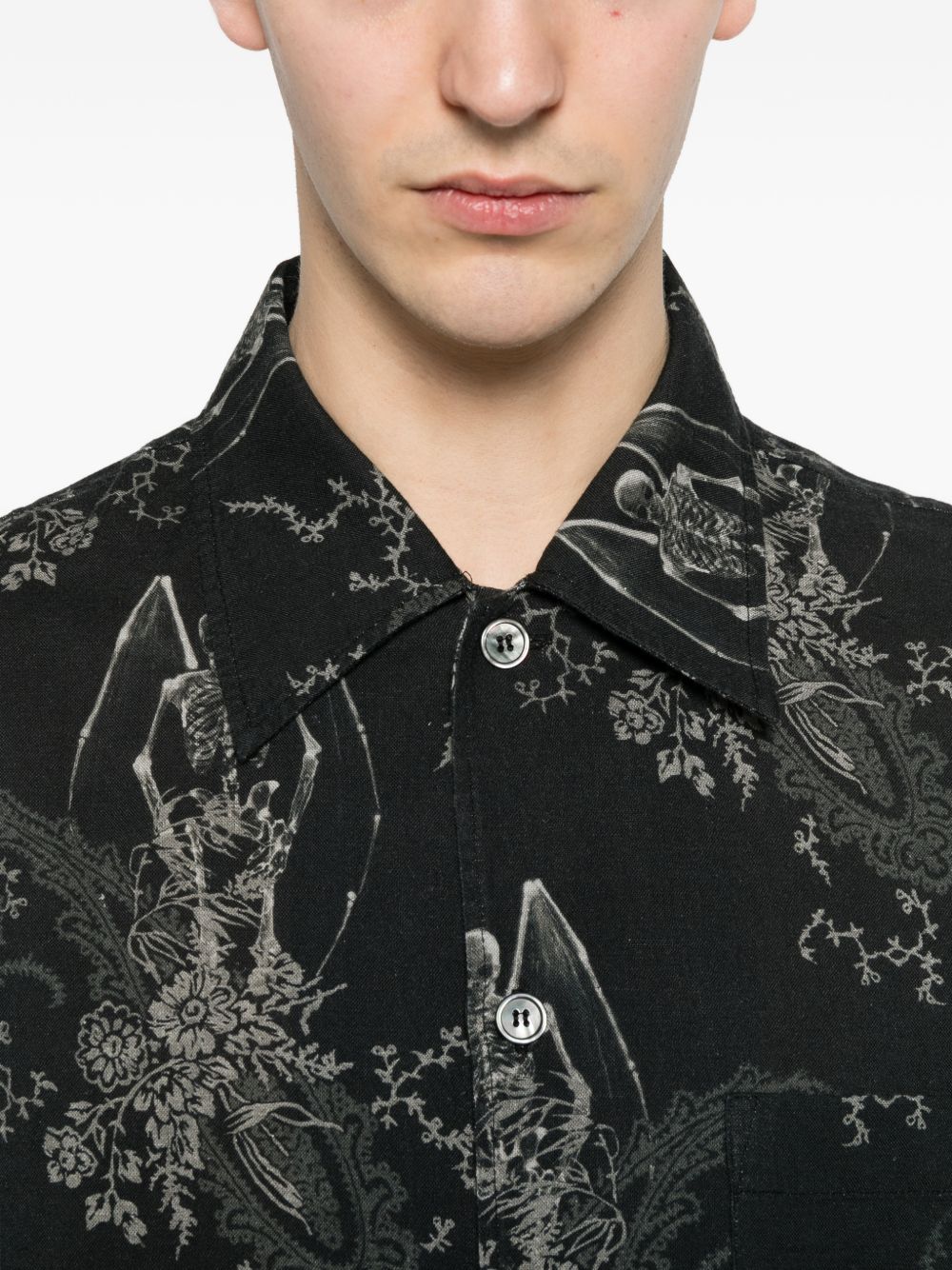 Camicia a maniche corte con fantasia in nero Our legacy - uomo 