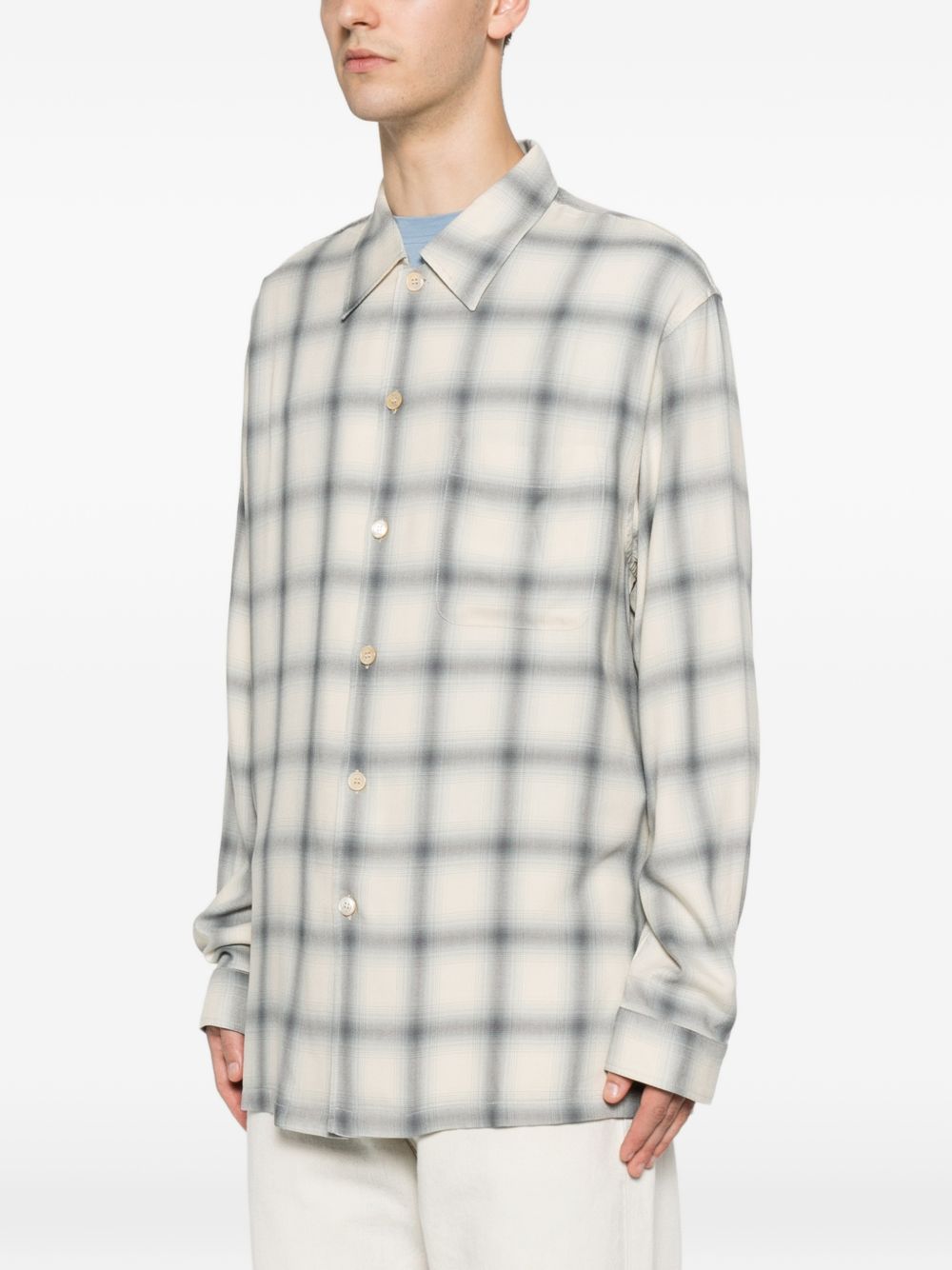 Camicia a quadri in beige e blu Our legacy - uomo 