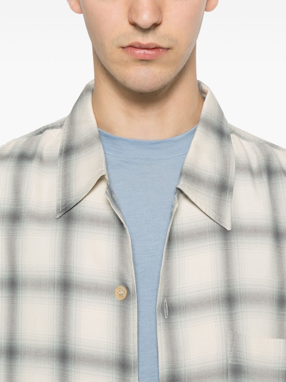 Camicia a quadri in beige e blu Our legacy - uomo 