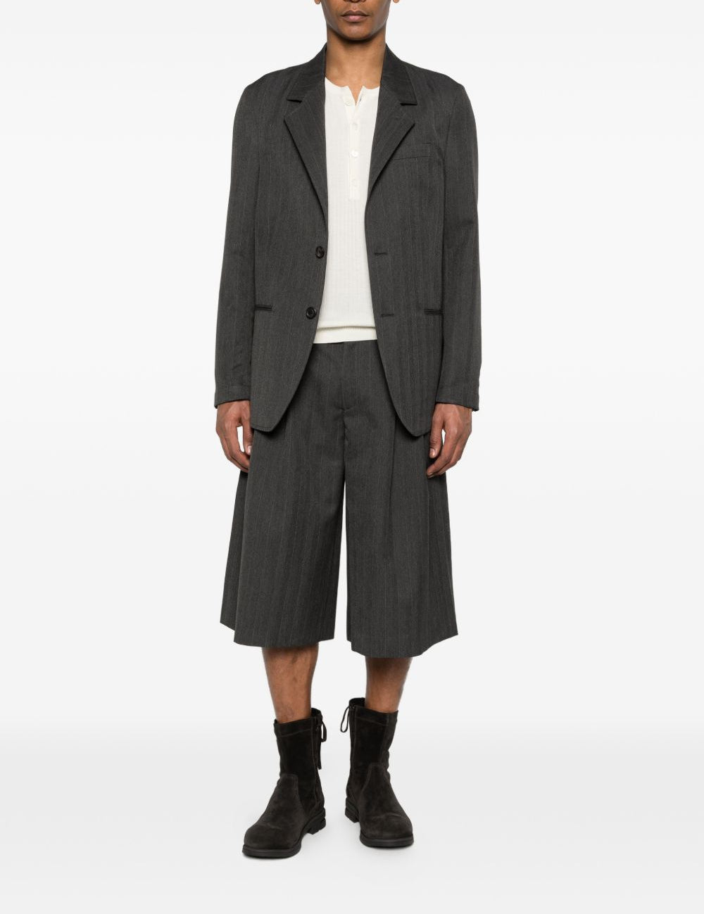Pantaloncini gessati con spacchi in grigio Our legacy - uomo 