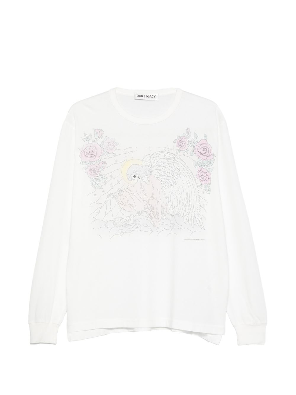 T-shirt a maniche lunghe con stampa a t-shirt da crociera in bianco Our legacy - uomo 
