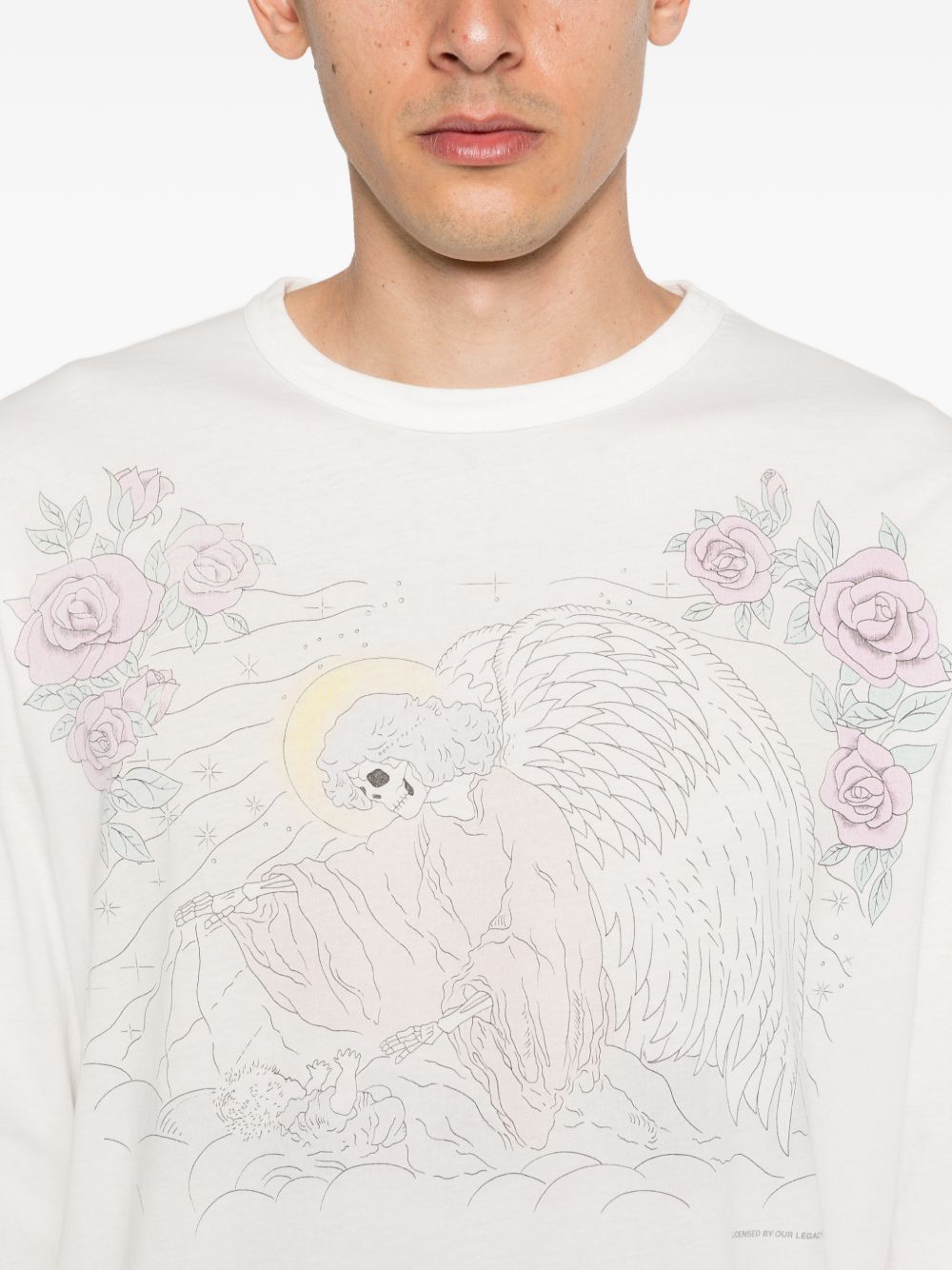 T-shirt a maniche lunghe con stampa a t-shirt da crociera in bianco Our legacy - uomo 