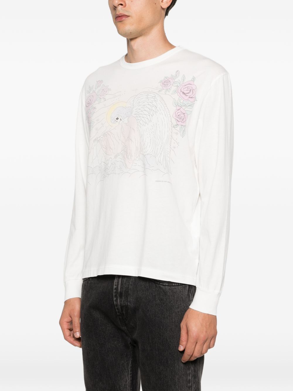 T-shirt a maniche lunghe con stampa a t-shirt da crociera in bianco Our legacy - uomo 