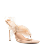 Mules Lidia coN piume 105MM in beige Paris texas - donna 