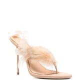 Mules Lidia coN piume 105MM in beige Paris texas - donna 
