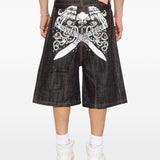 Shorts denim con stampa grafica in blu Pdf - uomo 