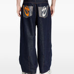 Jeans ricamati in blu Pdf - uomo 