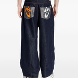 Jeans ricamati in blu Pdf - uomo 
