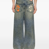 Jeans con pieghe in blu Pdf - uomo 