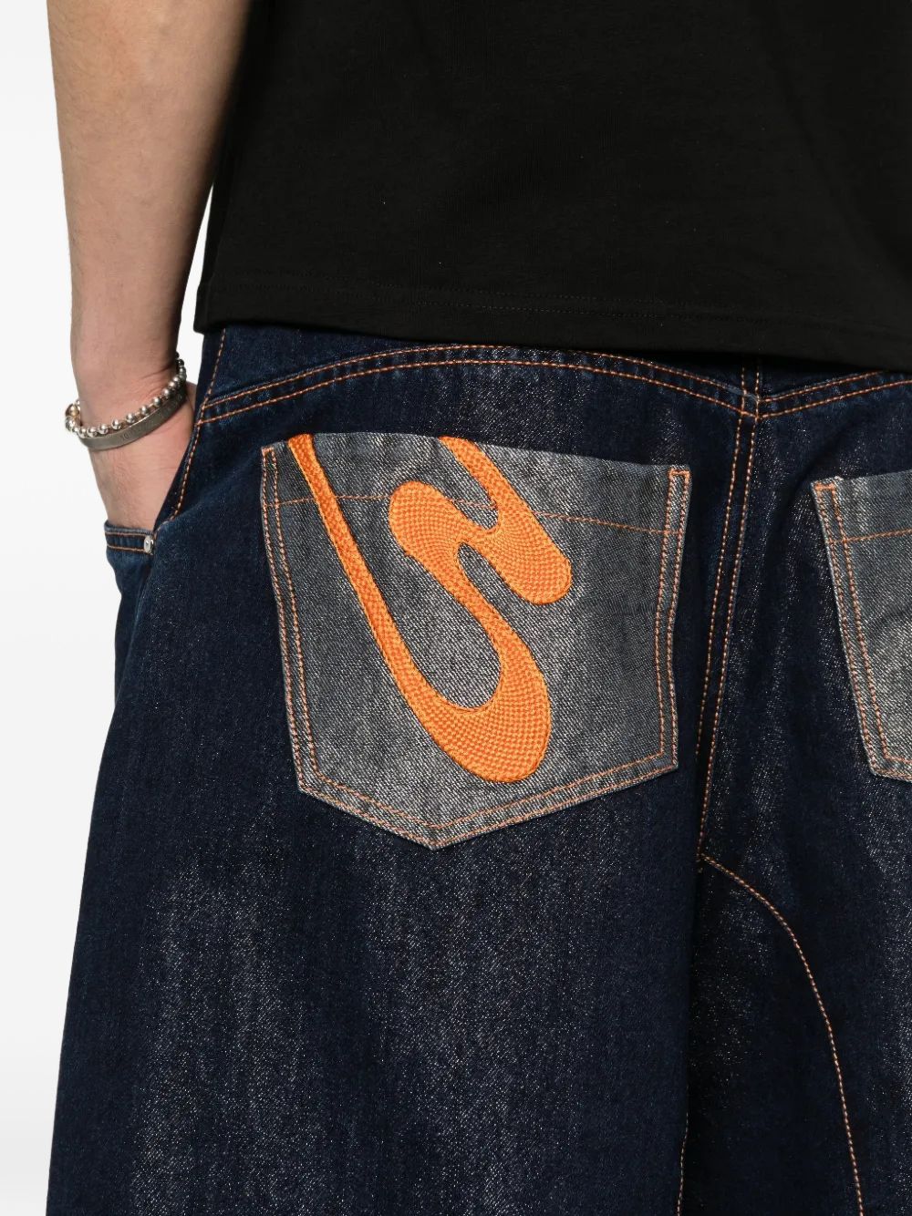 Pantaloncini in denim con cuciture a contrasto in blu Pdf - uomo 