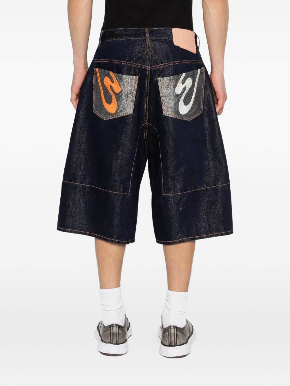 Pantaloncini in denim con cuciture a contrasto in blu Pdf - uomo 