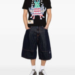 Pantaloncini in denim con cuciture a contrasto in blu Pdf - uomo 