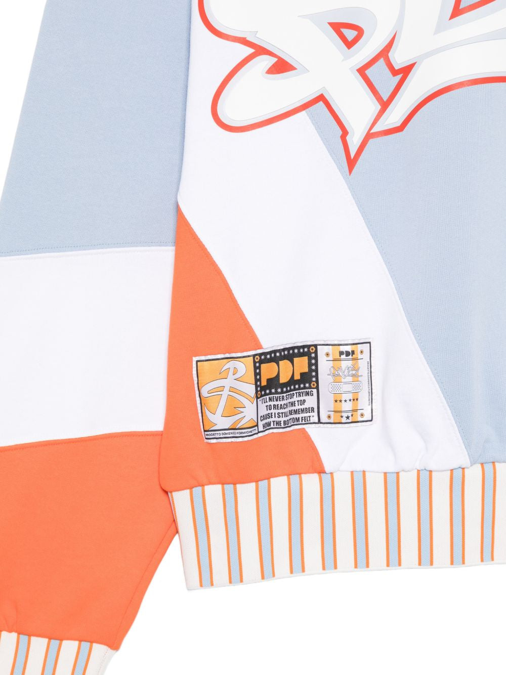 Felpa color block con stampa grafica in arancione e blu Pdf - uomo 
