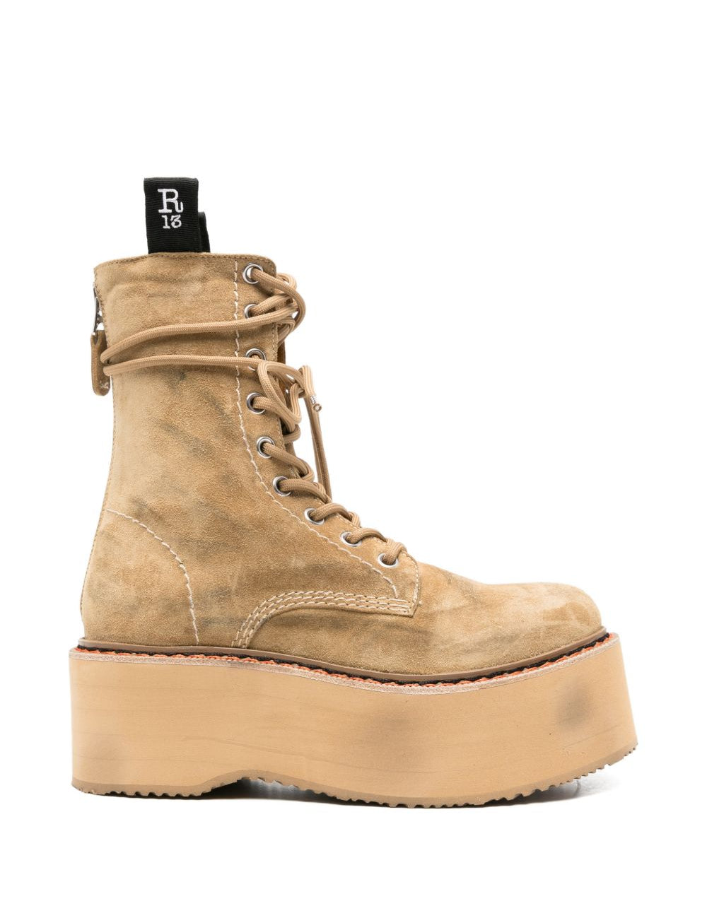 Stivali con zeppa e lacci in marrone R13 - donna 
