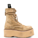 Stivali con zeppa e lacci in marrone R13 - donna 