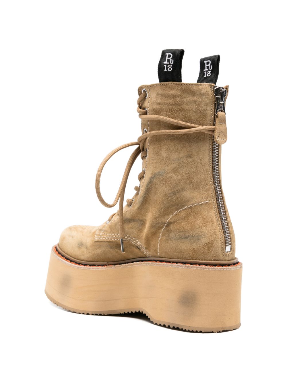 Stivali con zeppa e lacci in marrone R13 - donna 