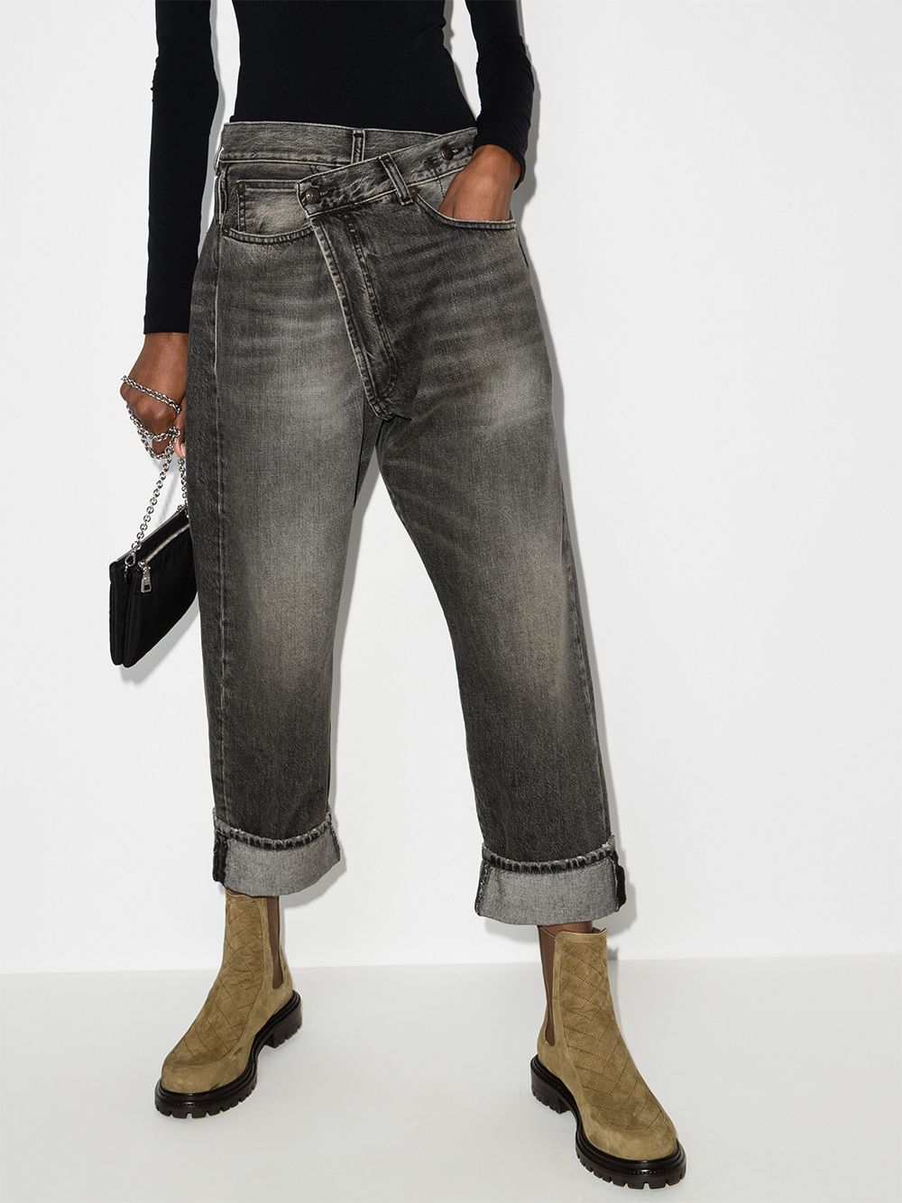 Jeans Leyton con design a incrocio in nero R13 - donna 