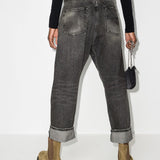 Jeans Leyton con design a incrocio in nero R13 - donna 