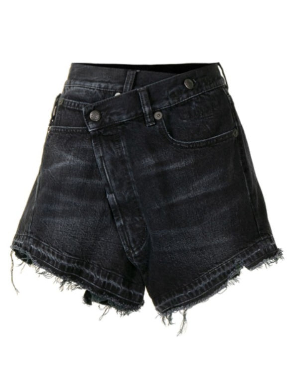 Shorts con orlo sfilacciato in nero R13 - donna 