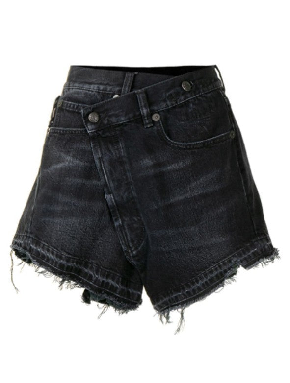 Shorts con orlo sfilacciato in nero R13 - donna 