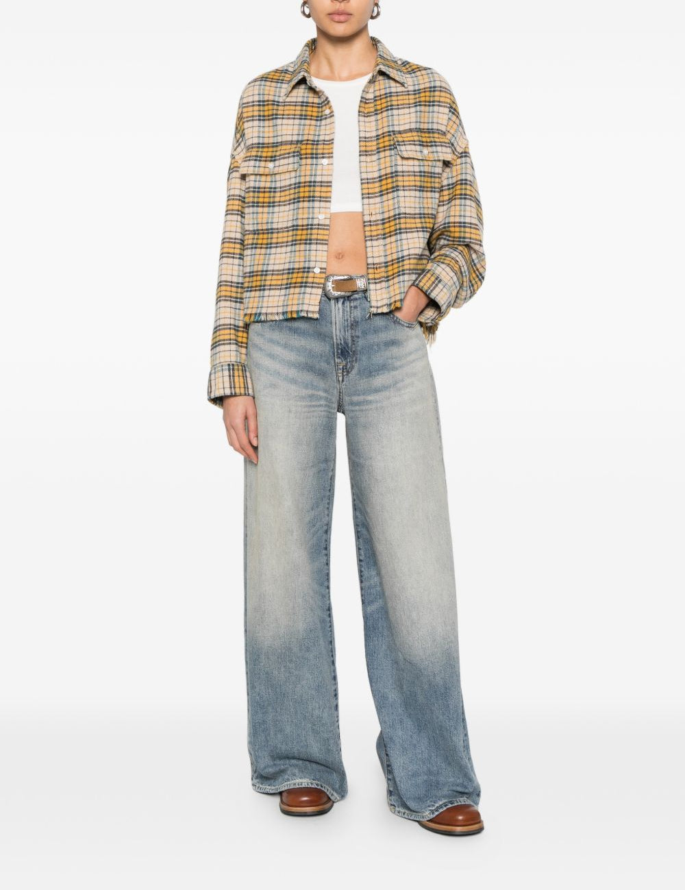 Camicia  tartan in giallo R13 - donna 