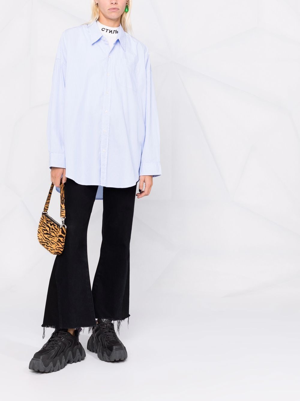 Camicia gessata in azzurro R13 - donna 