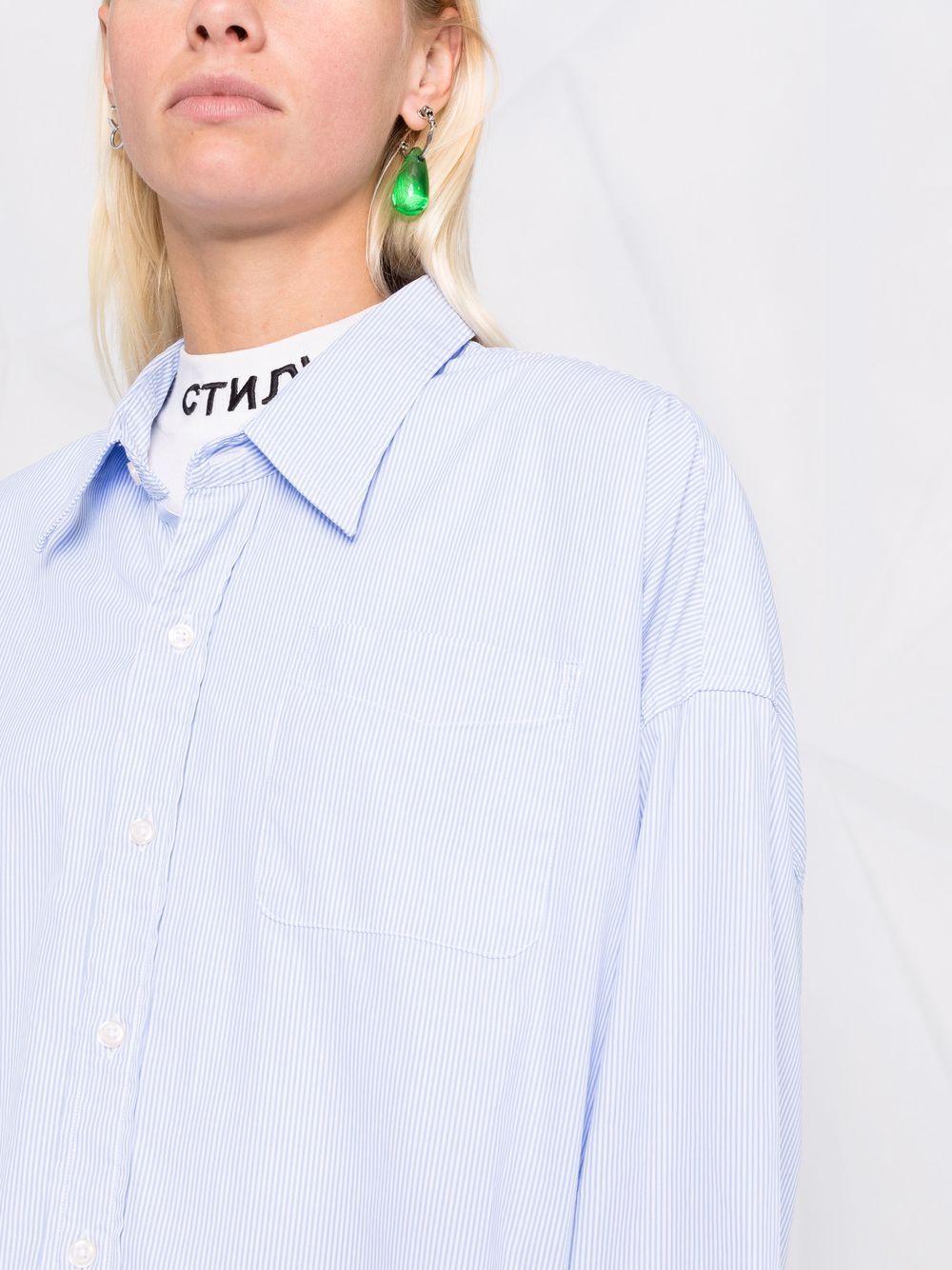 Camicia gessata in azzurro R13 - donna 