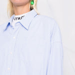 Camicia gessata in azzurro R13 - donna 