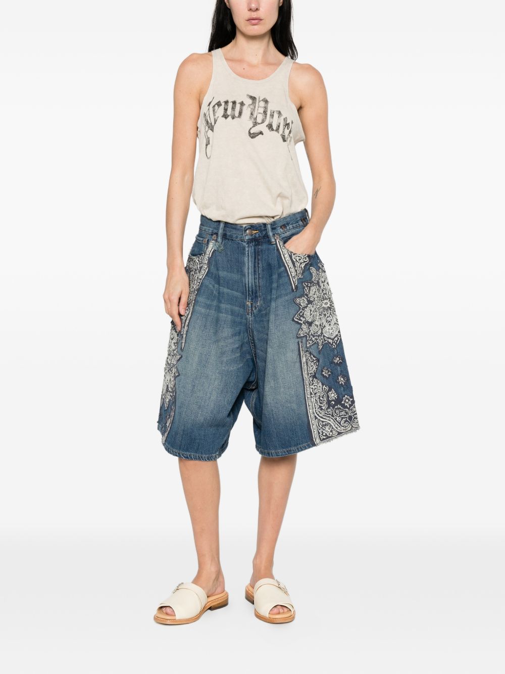 Shorts jesse con bandana e applicazioni in blu R13 - donna 