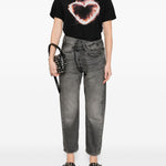T-shirt Flaming Heart  in nero R13 - donna 