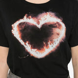 T-shirt Flaming Heart in nero R13 - donna 